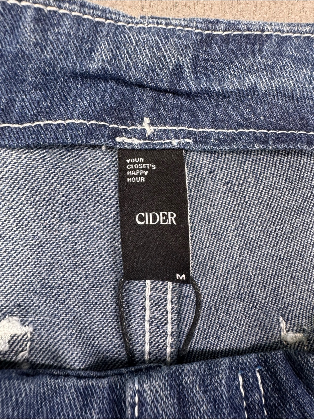 Cider Wide Leg Cropped Seam Panel Blue Denim 70’s Style Jeans, Size Medium - Picture 6 of 14